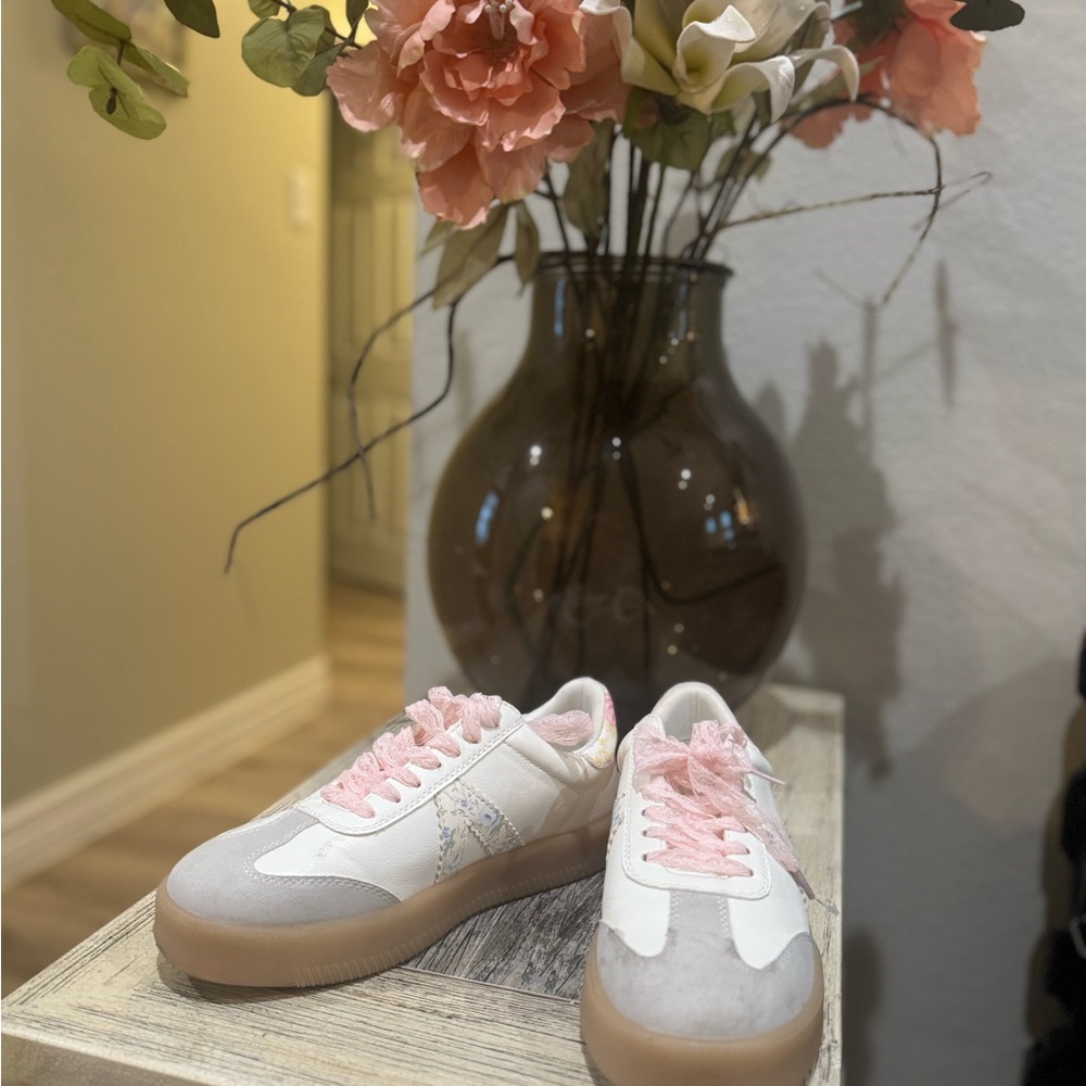 MIA Women's Sneakers in White, Gray, and Pink love shack fancy